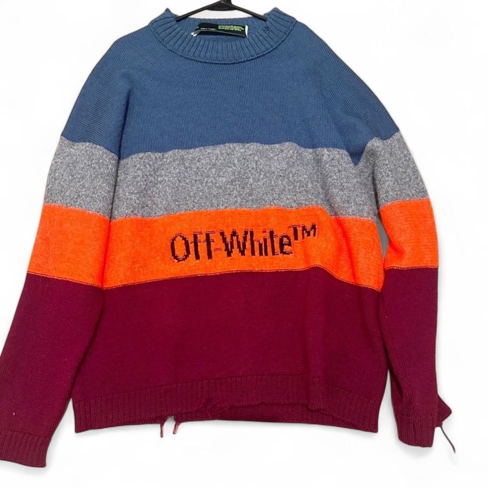 Off-White Distressed Sweater 'Multicolor' Size L - image 1